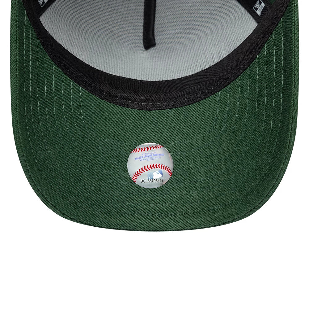 Pictured is this Youth New Era Rubber 9FORTY E-Frame cap in dark green. 5