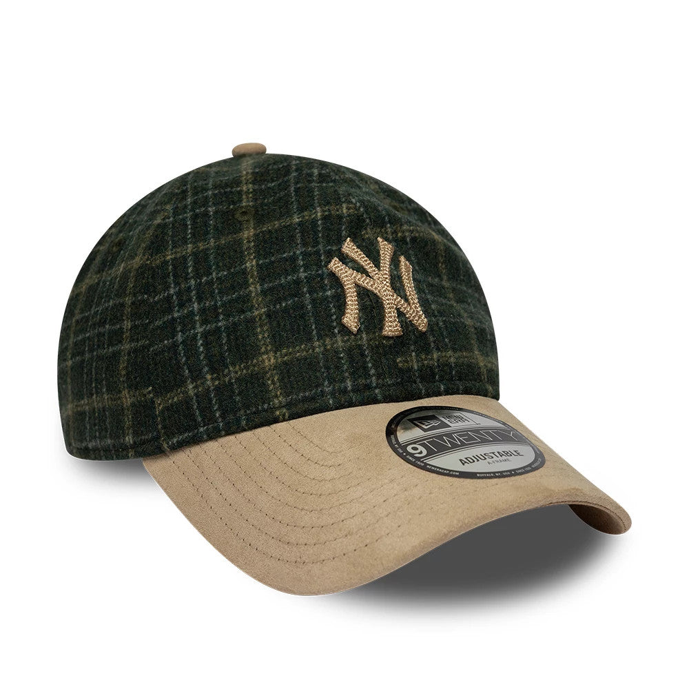 Pictured is this MLB Plaid New York Yankees 9TWENTY cap in Dark Green & Light Beige. 3