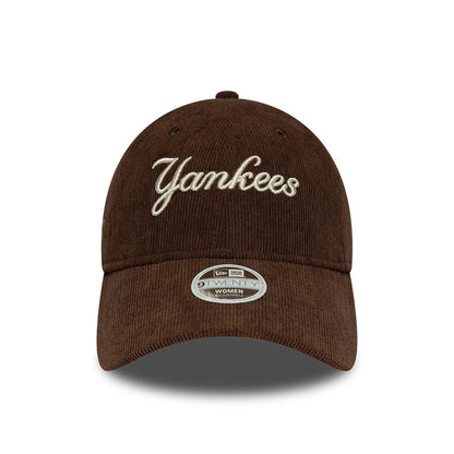 Pictured is this Womens MLB Script Cord New York Yankees 9TWENTY cap in brown. 2