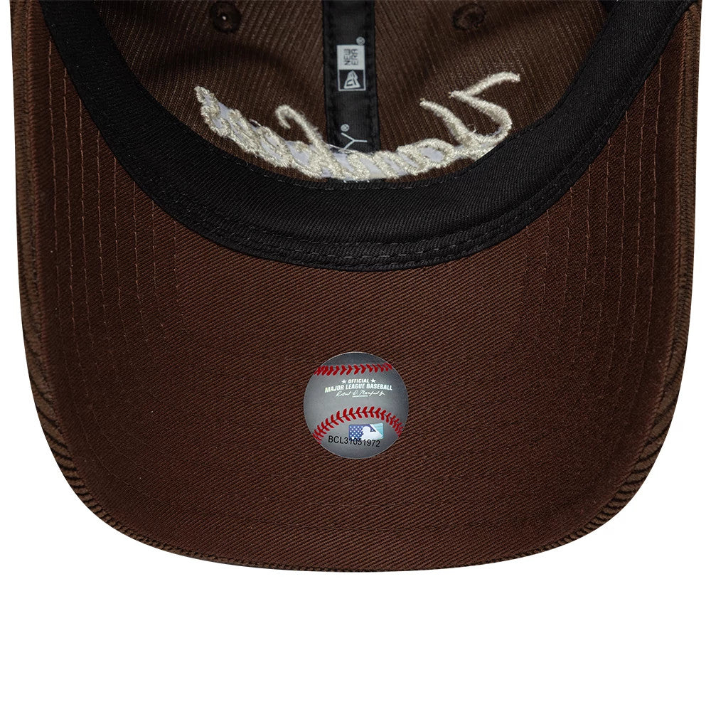 Pictured is this Womens MLB Script Cord New York Yankees 9TWENTY cap in brown. 5