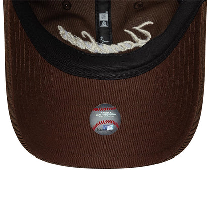 Pictured is this Womens MLB Script Cord New York Yankees 9TWENTY cap in brown. 5