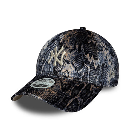 Pictured is this Womens MLB Snake Print New York Yankees 9FORTY cap in black. 1