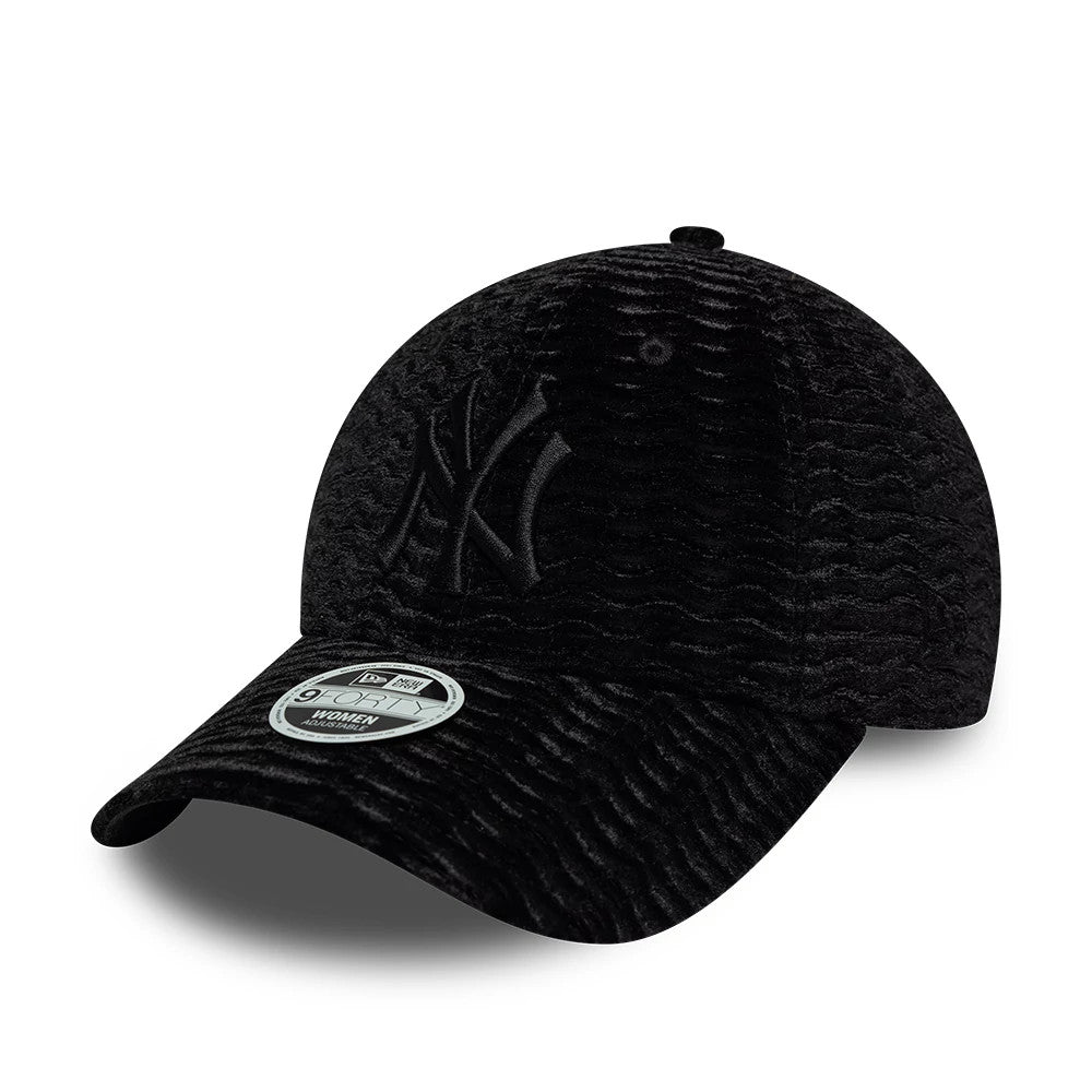 Pictured is this Womens MLB Velour New York Yankees 9FORTY cap in black. 1