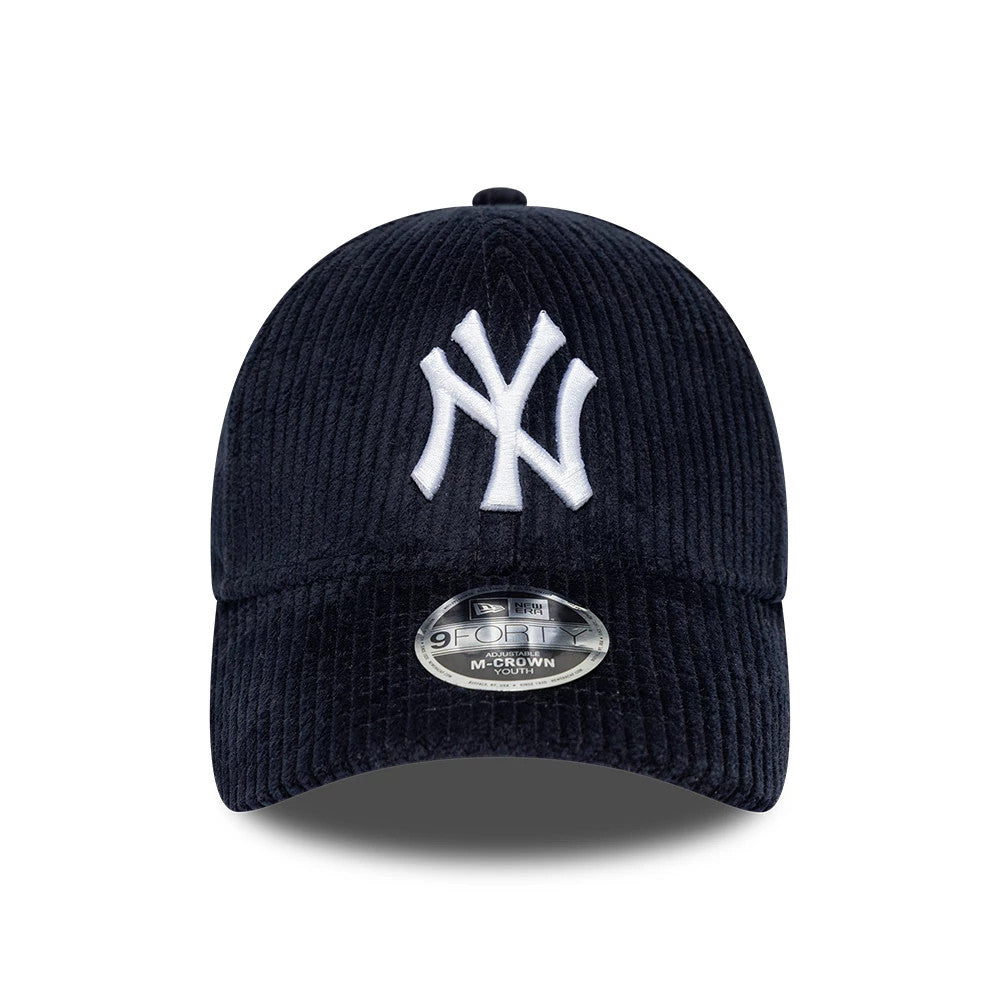 Pictured is this Youth MLB Cord New York Yankees 9FORTY M-Crown cap in navy. 2