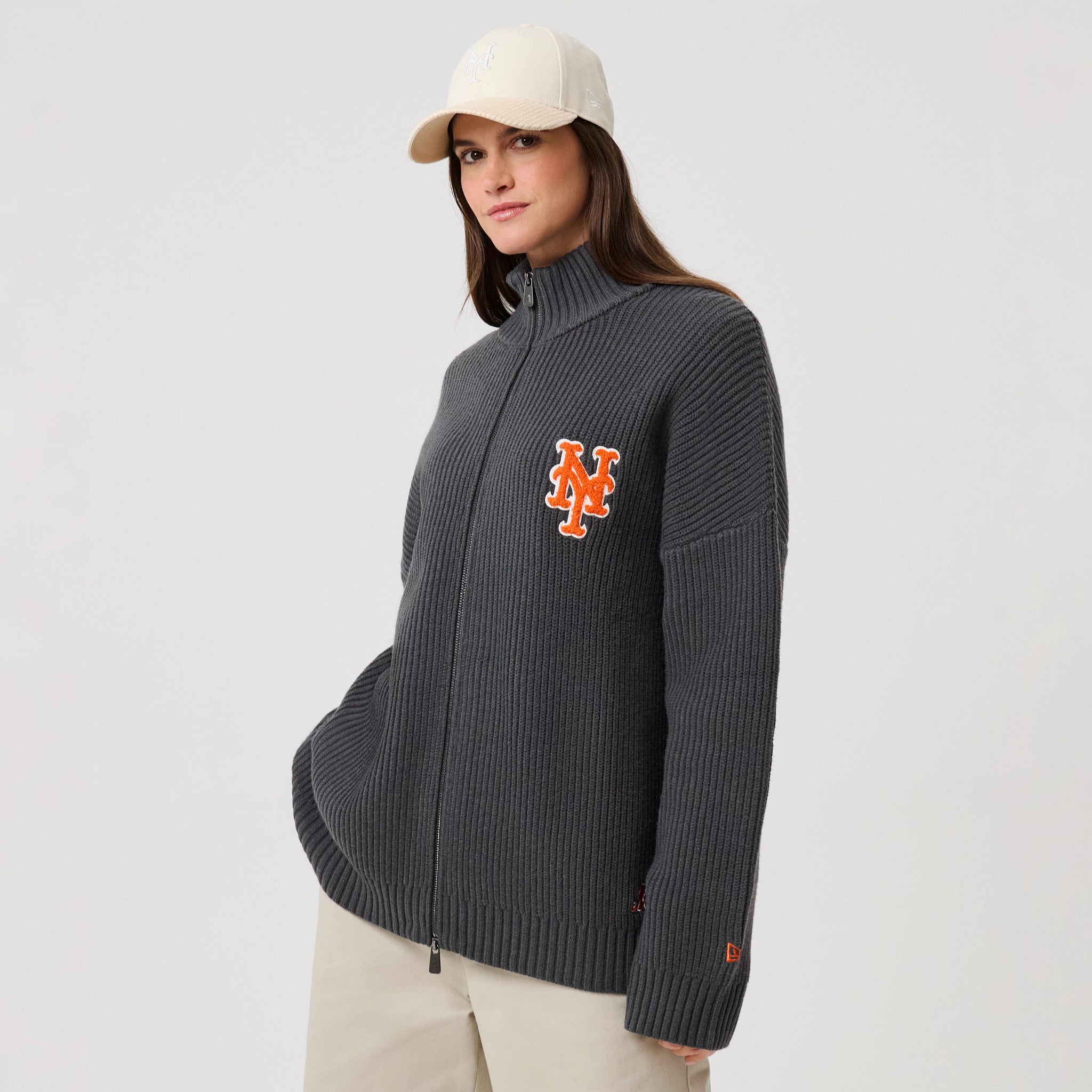 MLB New York Mets Charcoal 2 Way Zip Cardigan | NEC EU