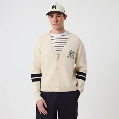 The model is wearing this MLB Knit New York Yankees Cardigan in light beige. 3