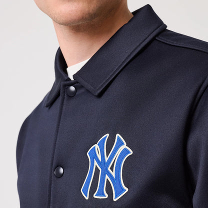 The model is wearing this MLB New York Yankees Collared Jacket in navy. 5