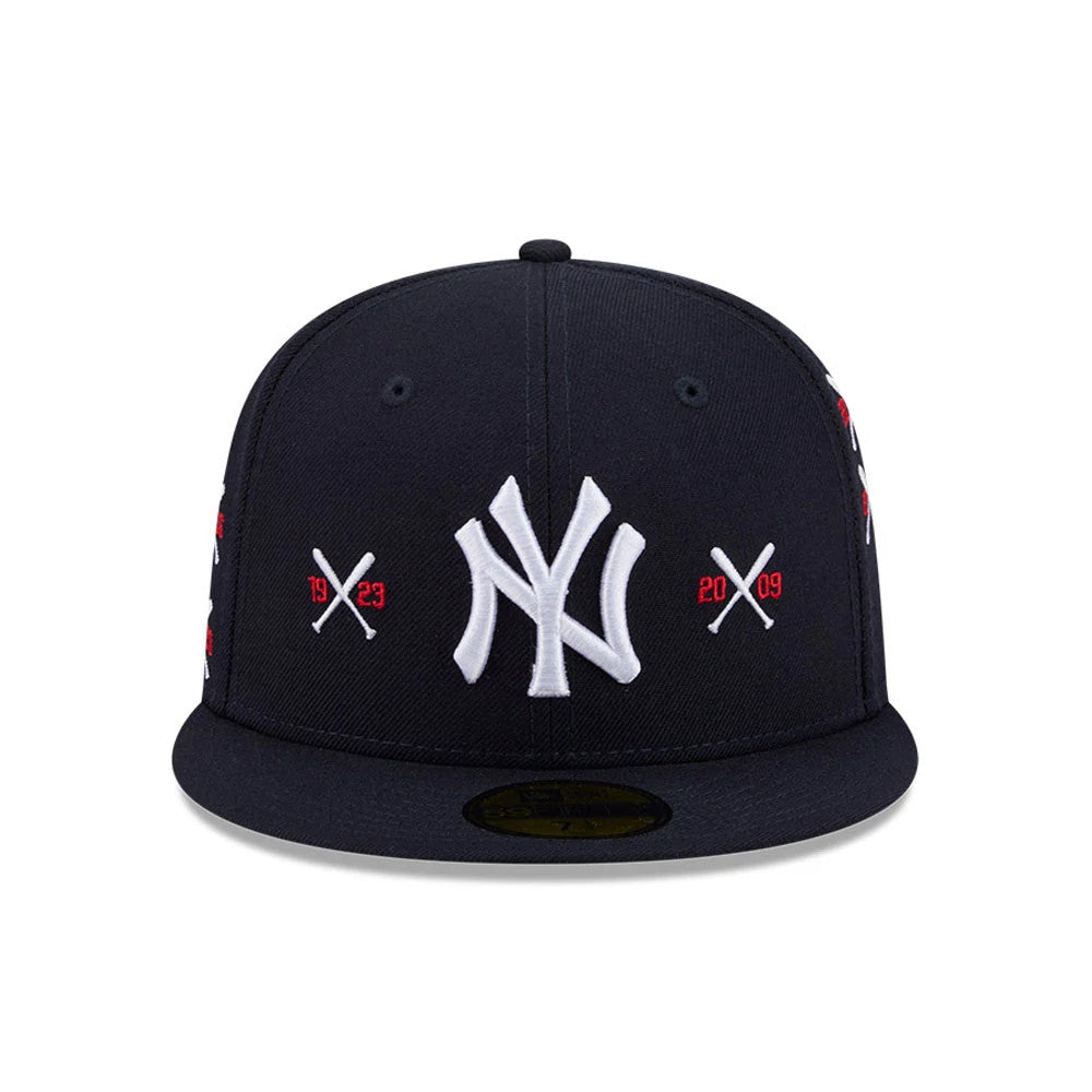 Pictured is this MLB X Spike Lee Crossed Bats New York Yankees 59FIFTY Fitted cap in navy. 3