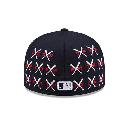 Pictured is this MLB X Spike Lee Crossed Bats New York Yankees 59FIFTY Fitted cap in navy. 7