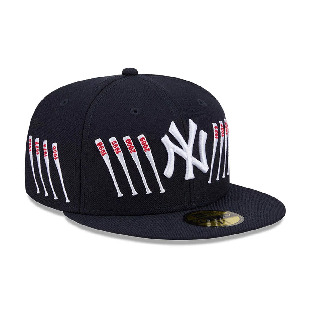 Pictured is this MLB X Spike Lee Baseball Bats New York Yankees 59FIFTY Fitted cap in navy. 4
