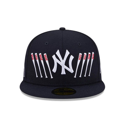 Pictured is this MLB X Spike Lee Baseball Bats New York Yankees 59FIFTY Fitted cap in navy. 3
