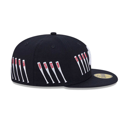 Pictured is this MLB X Spike Lee Baseball Bats New York Yankees 59FIFTY Fitted cap in navy. 7