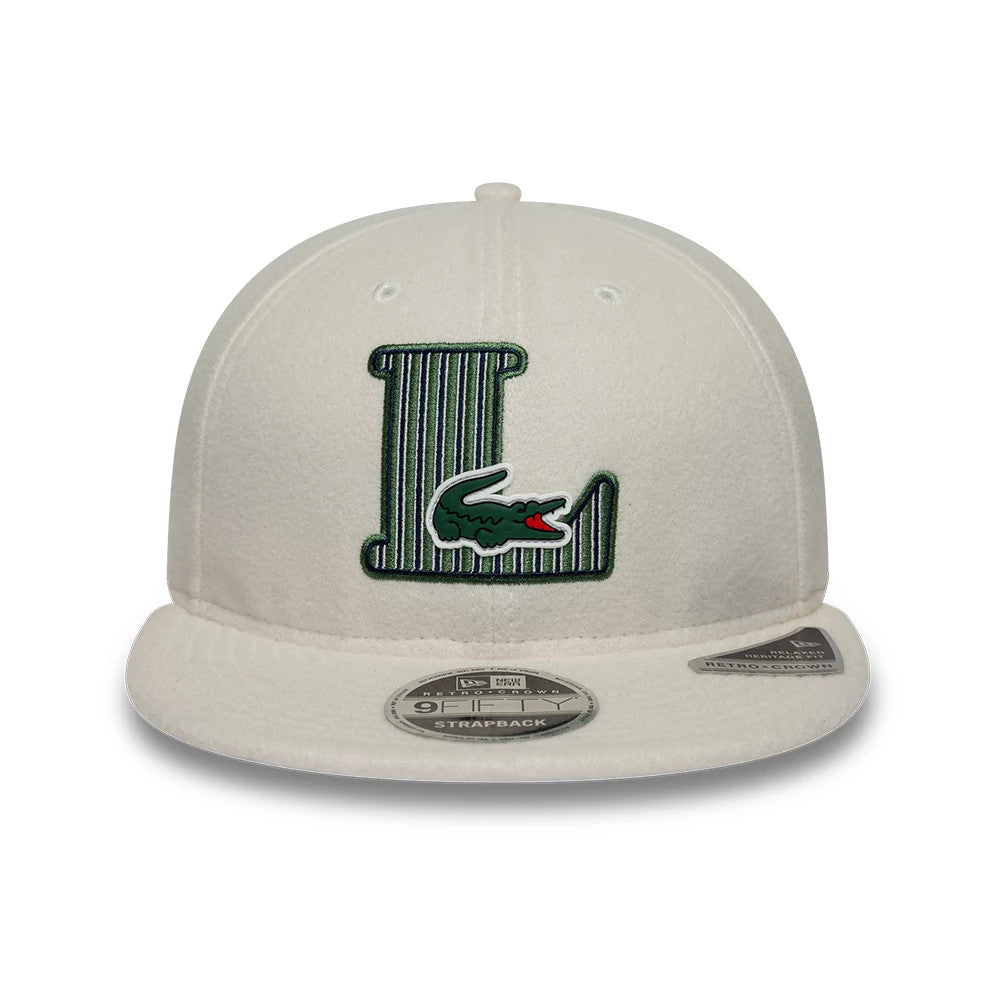 Pictured is this Lacoste X New Era Retro Crown 9FIFTY cap in white. 3