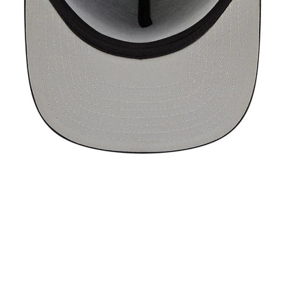Orlando Magic NBA Tip Off 2026 Blue New Era 9FIFTY A-Frame Snapback Adjustable Cap, inside view showing a grey undervisor with contrasting black edge, white stitching pattern across the undervisor, and black taping on the inner crown.