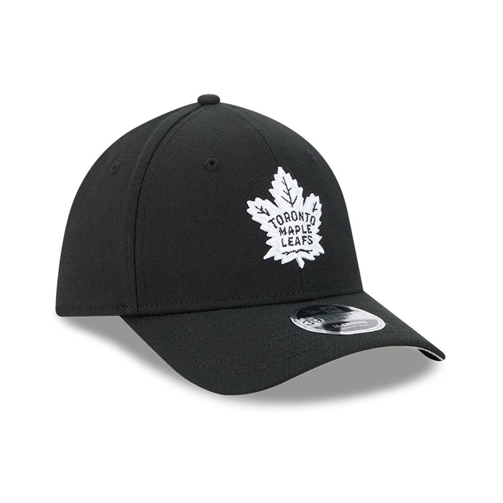 Pictured is this NHL Toronto Maple Leafs 39THIRTY M-Crown Stretch Fit cap in black. 4