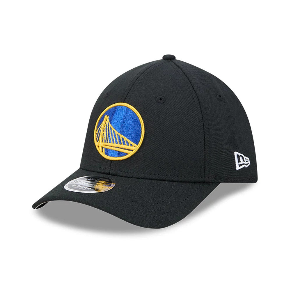 Pictured is this NBA Team Golden State Warriors 39THIRTY M-Crown Stretch Fit cap in black. 1