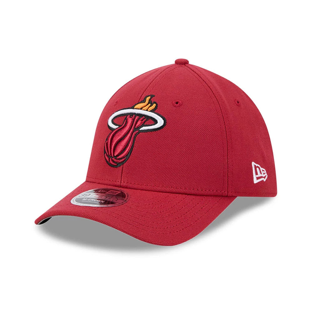 Pictured is this NBA Team Miami Heat 39THIRTY M-Crown Stretch Fit cap in red. 1
