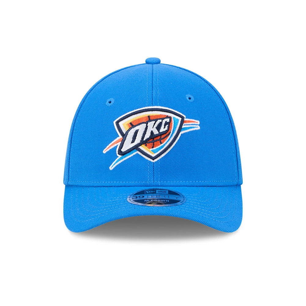 Pictured is this NBA Team Oklahoma City Thunder 39THIRTY M-Crown Stretch Fit cap in blue. 3