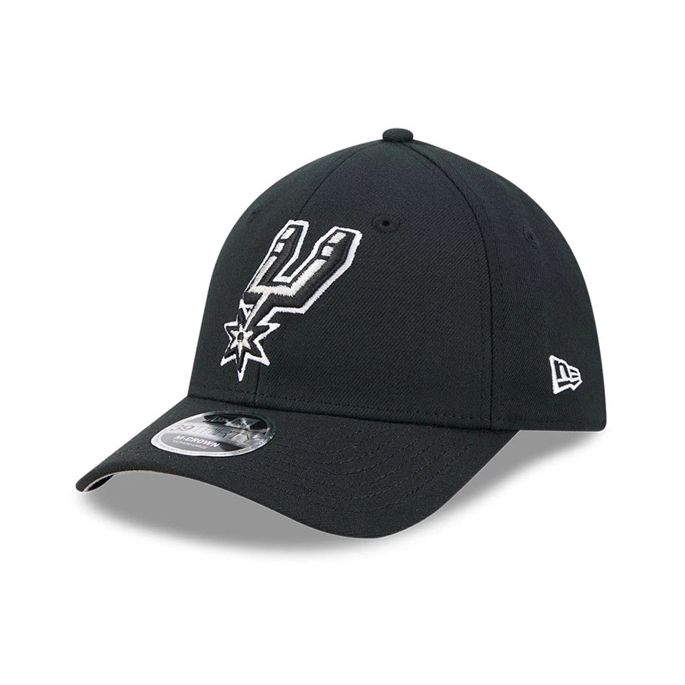Pictured is this NBA Team San Antonio Spurs 39THIRTY M-Crown Stretch Fit cap in black. 1
