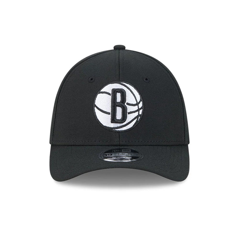 Pictured is this NBA Team Brooklyn Nets 39THIRTY M-Crown Stretch Fit cap in black. 3