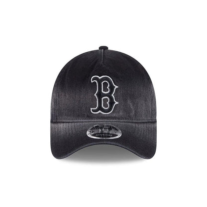 Pictured is this MLB Washed Denim Boston Red Sox 9FORTY A-Frame Unstructured cap in black. 3