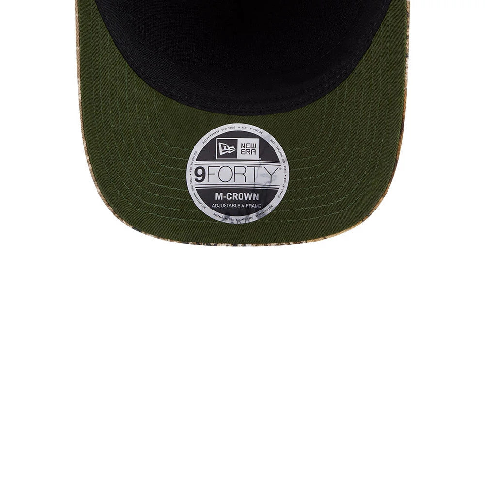 Pictured is this MLB Cotton Twill LA Dodgers 9FORTY M-Crown A-Frame cap in dark beige. 2