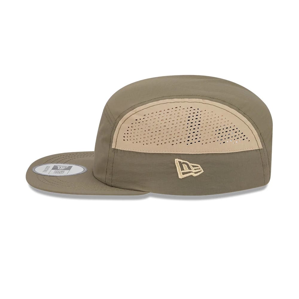 Pictured is this New Era Elevated Basics Camper cap in open green. 5