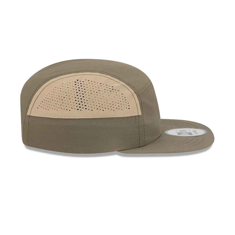 Pictured is this New Era Elevated Basics Camper cap in open green. 6