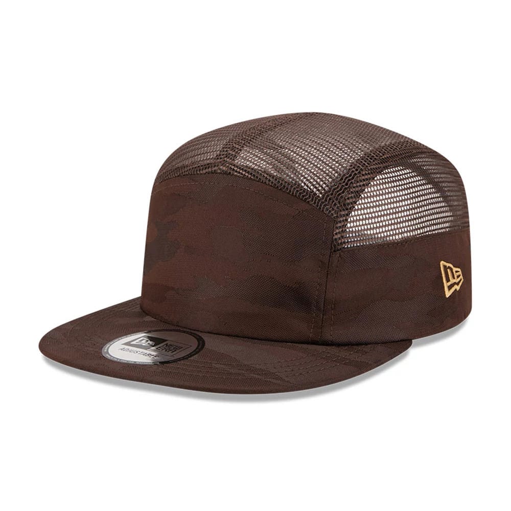 Pictured is this New Era Elevated Basics Camper cap in Woodland Camo. 1