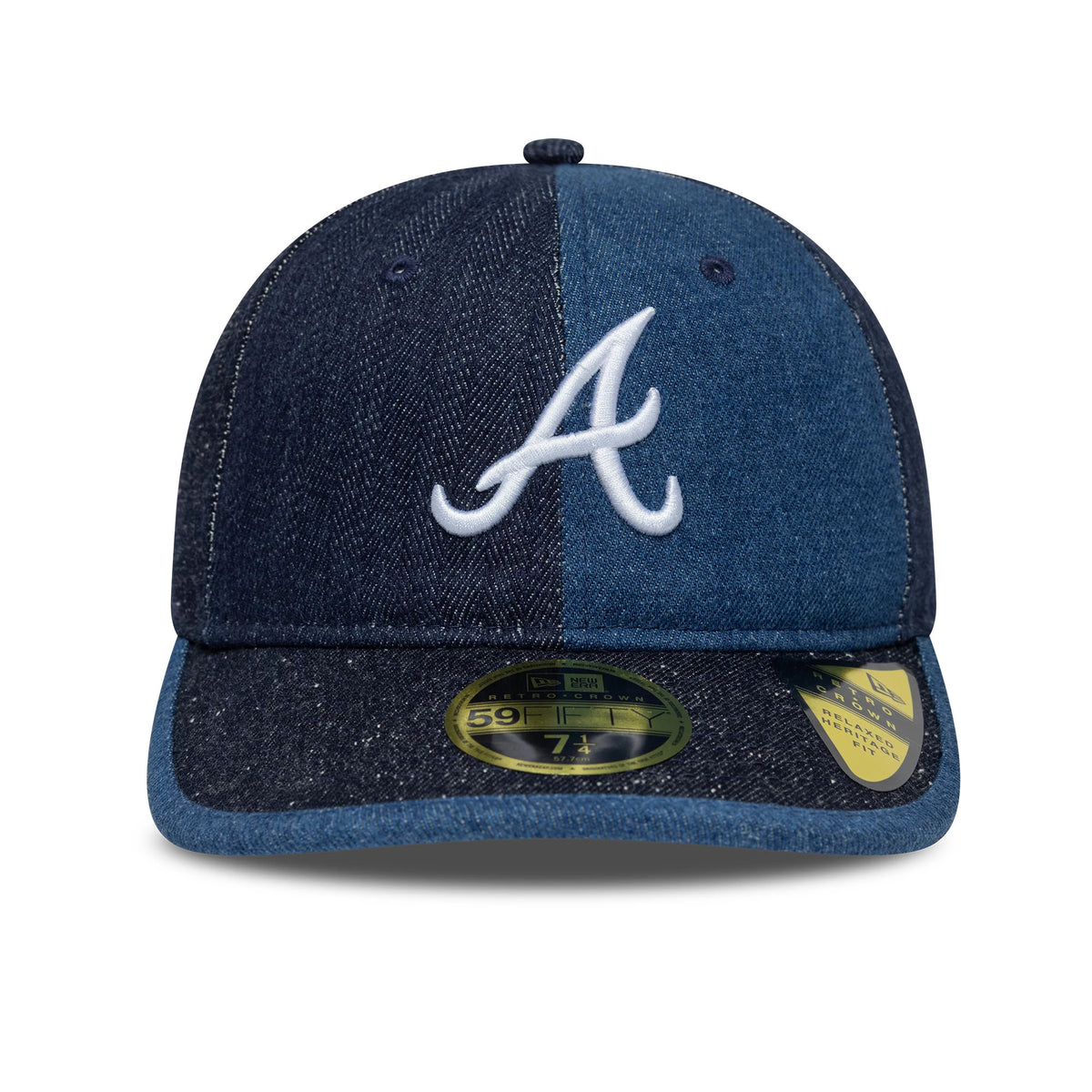 Pictured is this MLB Multipanel Atlanta Braves Retro Crown 59FIFTY Fitted cap in navy. 2