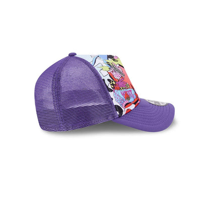 Pictured is this MTV Graphic 9FORTY A-Frame Trucker cap in purple. 5