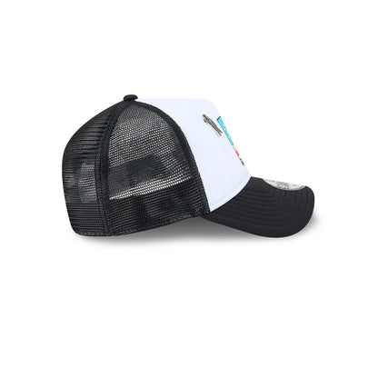 Pictured is this MTV Logo 9FORTY A-Frame Trucker cap in black. 6
