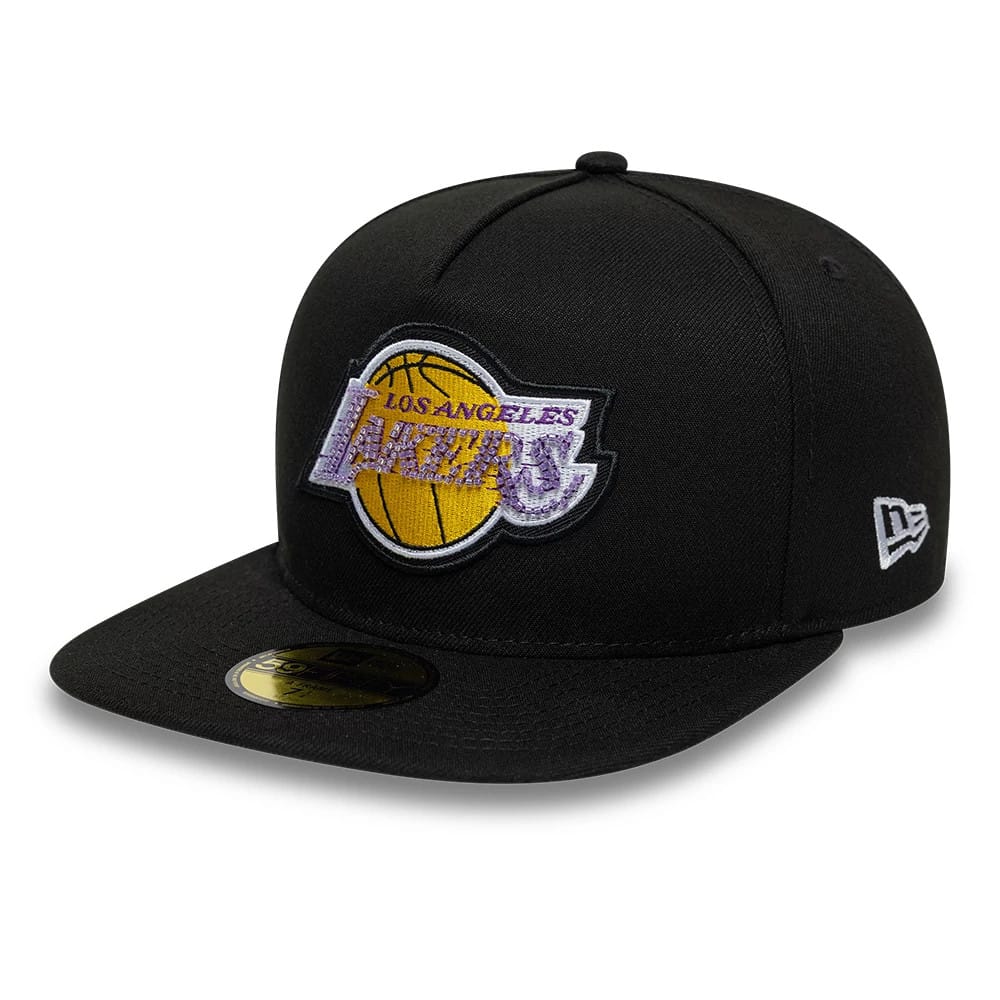 Pictured is this NBA Bead LA Lakers 59FIFTY A-Frame Fitted cap in black. 1
