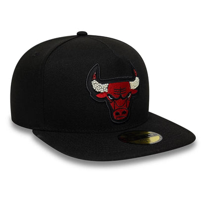 Pictured is this NBA Bead Chicago Bulls 59FIFTY A-Frame Fitted cap in black. 4