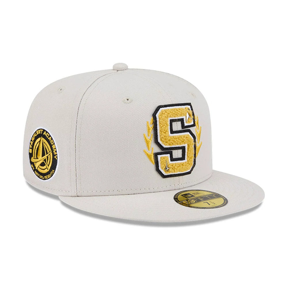 Pictured is this Logo Star Trek 59FIFTY Fitted cap in light beige. 1