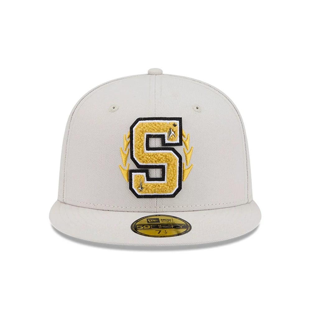 Pictured is this Logo Star Trek 59FIFTY Fitted cap in light beige. 3