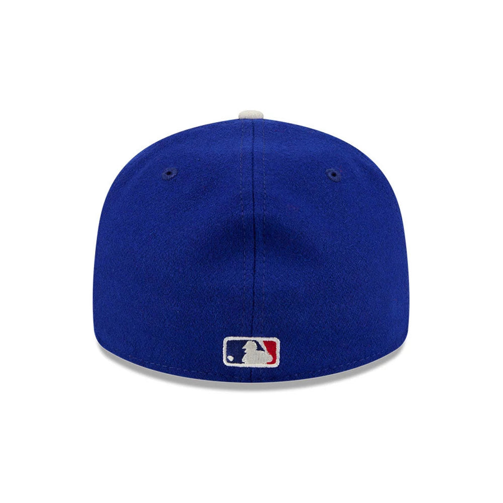 Pictured is this Fear Of God X MLB LA Dodgers Retro Crown 59FIFTY Fitted cap in open blue. 7