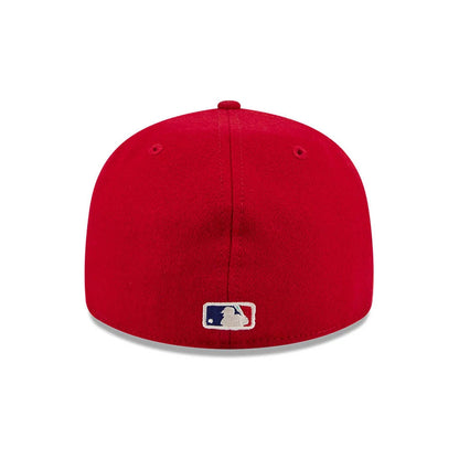 Pictured is this Fear Of God X MLB Cincinnati Reds Retro Crown 59FIFTY Fitted cap in open red. 5
