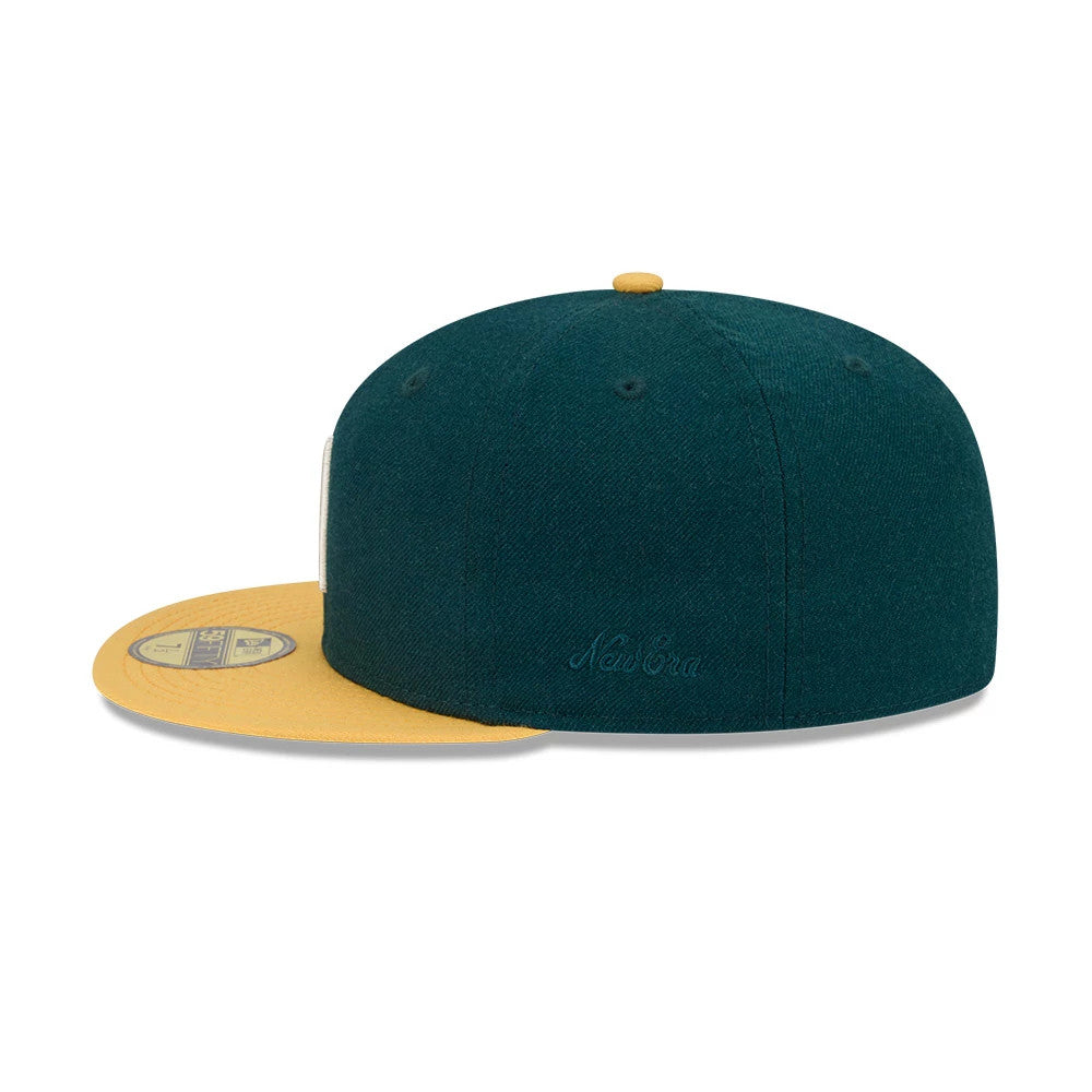Pictured is this Fear Of God X MLB Logo 59FIFTY Fitted cap in dark green. 6