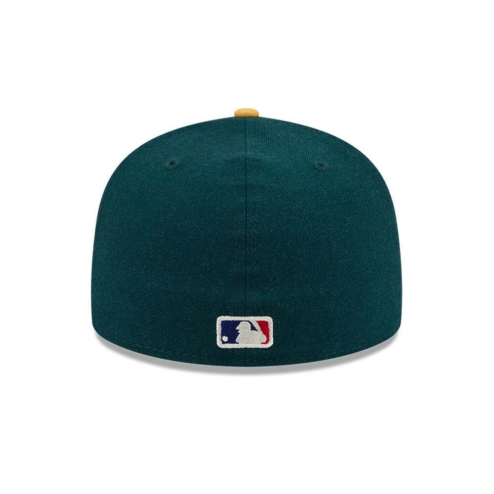 Pictured is this Fear Of God X MLB Logo 59FIFTY Fitted cap in dark green. 5