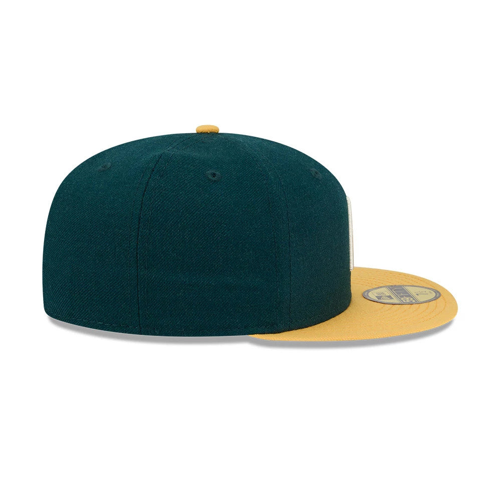 Pictured is this Fear Of God X MLB Logo 59FIFTY Fitted cap in dark green. 7