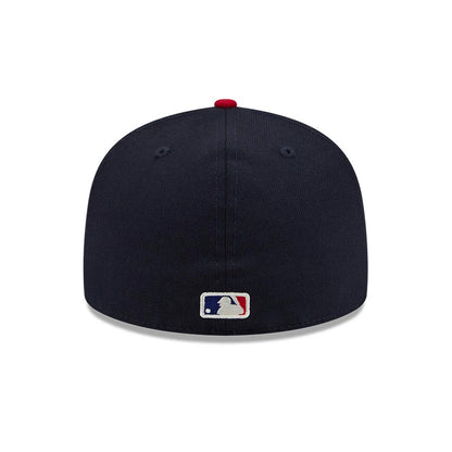 Pictured is this Fear Of God X MLB Logo 59FIFTY Fitted cap in navy. 7