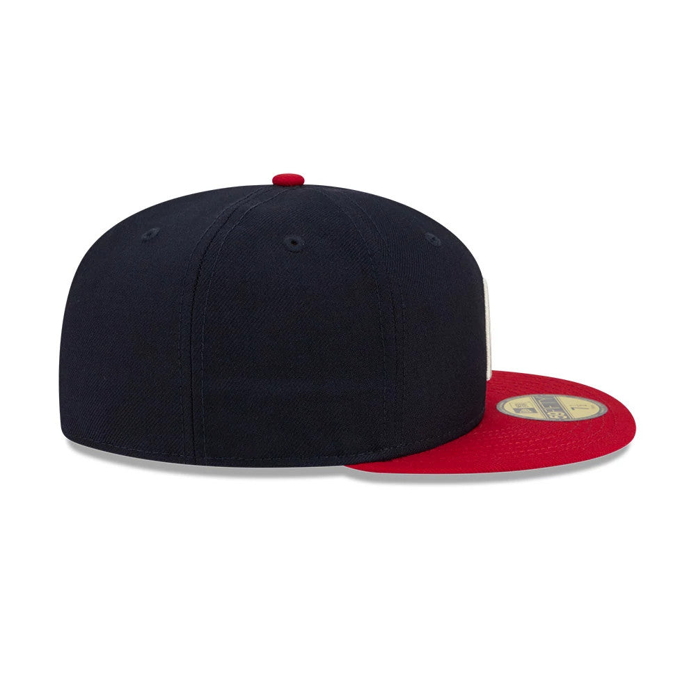 Pictured is this Fear Of God X MLB Logo 59FIFTY Fitted cap in navy. 6