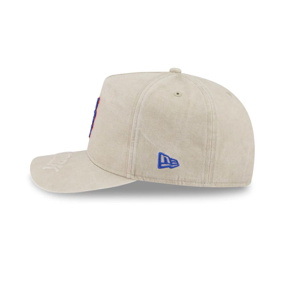 Pictured is this MLB New York Mets 9FIFTY A-Frame Snapback cap in light beige. 5