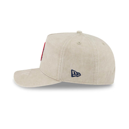 Pictured is this MLB Boston Red Sox 9FIFTY A-Frame Snapback cap in light beige. 5