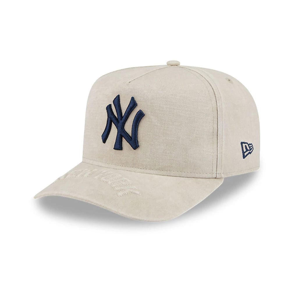 Pictured is this MLB New York Yankees 9FIFTY A-Frame Snapback cap in light beige. 1