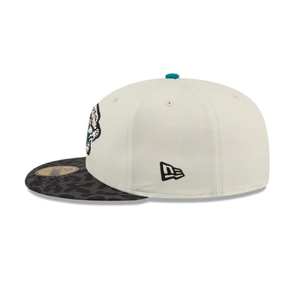Pictured is this NFL Rivalry 2026 Jacksonville Jaguars 59FIFTY Fitted cap in white & jaguar print. 6