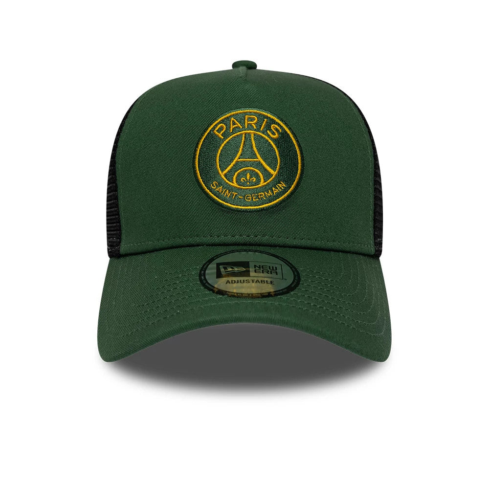 Pictured is this PSG Paris Saint-Germain 9FORTY E-Frame cap in dark green. 2