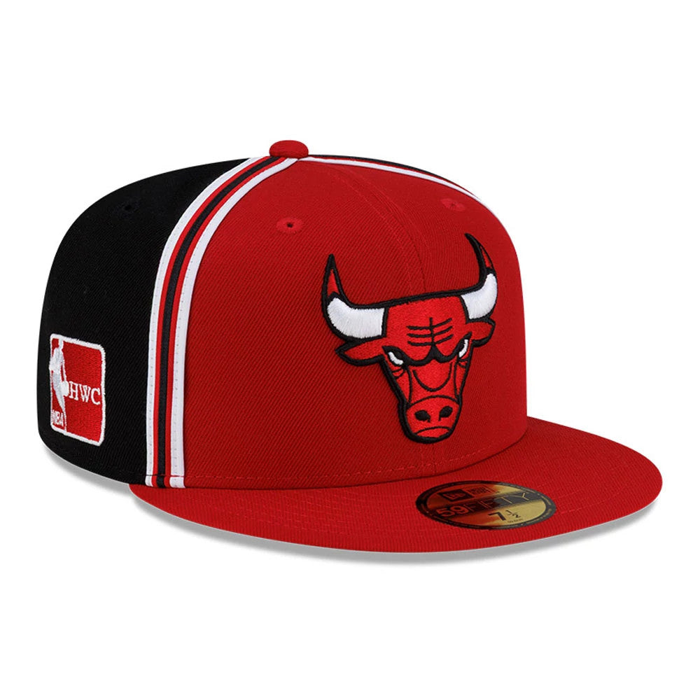 Pictured is this NBA Hardwood Classic Players Chicago Bulls 59FIFTY Fitted cap in red. 1