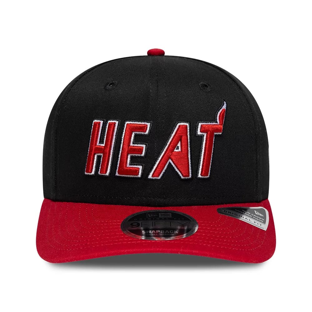 Pictured is this NBA Hardwood Classic Miami Heat 9FIFTY Snapback cap in black. 2